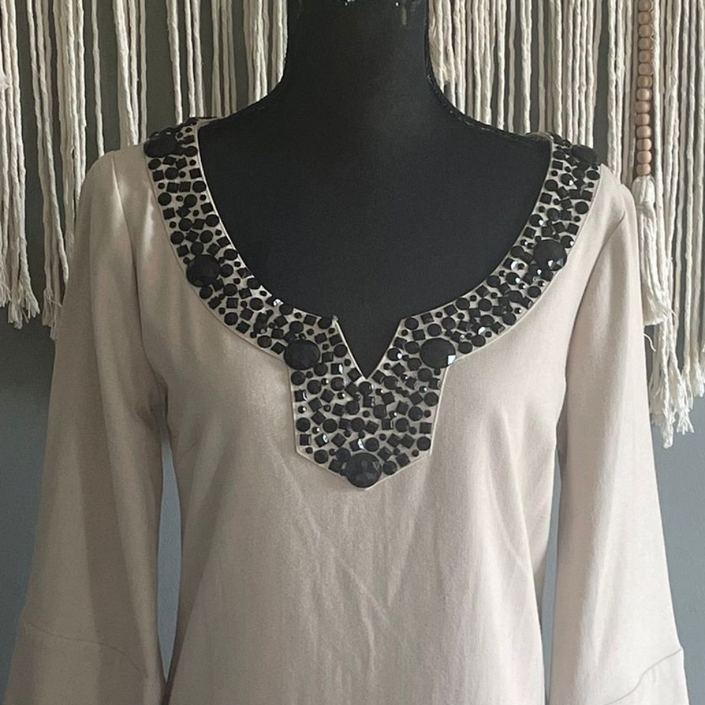 BCBG Nude with Black JewelsTunic  Dress